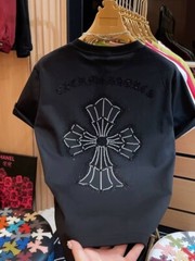 New Fashion Men Trend Cross Drills Rhinestone Diamond Streetwear Luxury T-Shirt