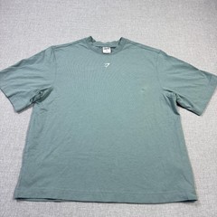 Gymshark T-Shirt Mens Small Green Crew Neck Cotton Logo Short Sleeve Basic