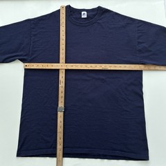 Vintage Russell Athletic Blank Navy Blue Ribbed Collar T Shirt Size Men’s XL