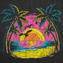 Mens Funny T Shirts Neon Shore Awesome Vacation Graphic Novelty Beach Tee For