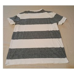 Hollister Mens Must-Have Collection Striped Shirt Grey White Medium Short Sleeve