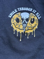 Black MENS Large T-Shirt With Skull Logo With Smile Through It All Viral