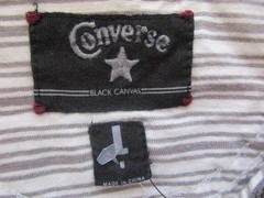 Converse Black Canvas Cotton Stripe Short Sleeve Men Henley T-Shirt L (G) U22.G9