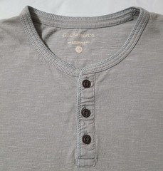 G H Bass & Co Textured Henley Shirt Mens Sz XL Gray Tee Summer Short Sleeve EUC