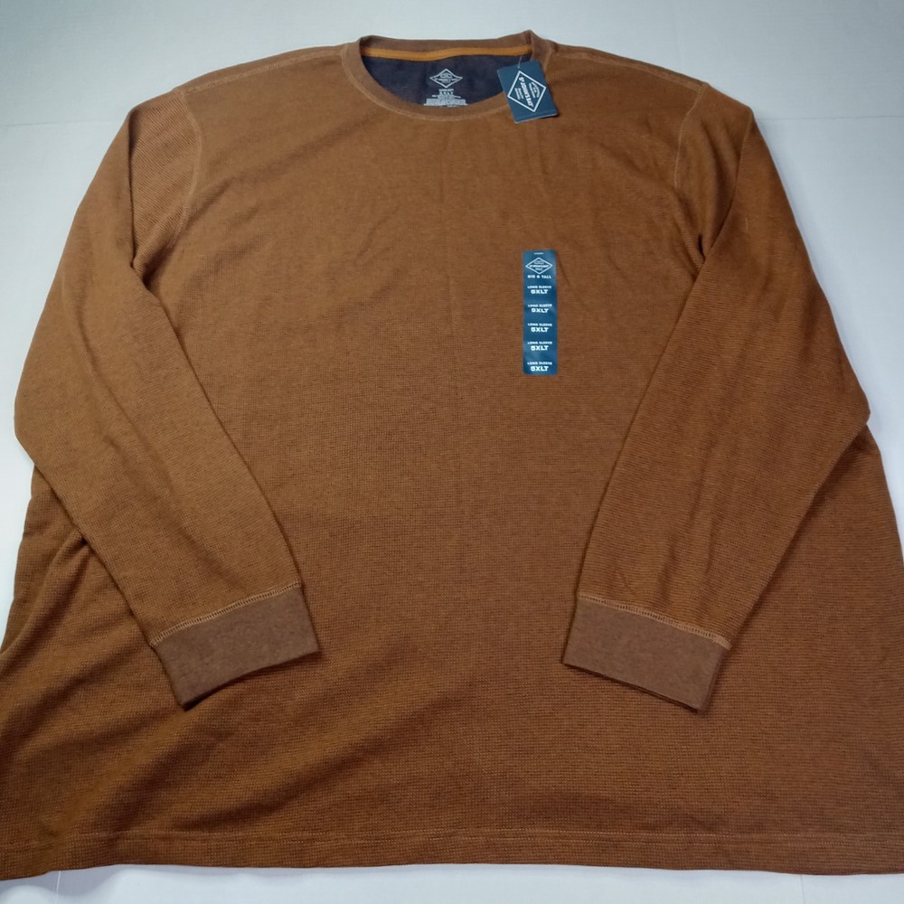 St. John’s Bay Long Sleeve Waffle Knit Thermal Shirt Men’s Size 5XLT Monk Brown