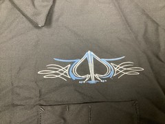 Red Cap Work Shirt Black W Blue And Gray Pinstripe Printed