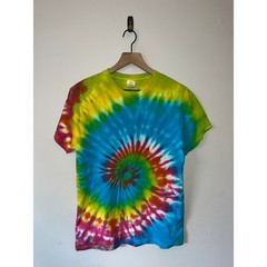 Vintage Gildan Rainbow Tie DYe Shirt Spiral Multicolor Tee VTG M Medium