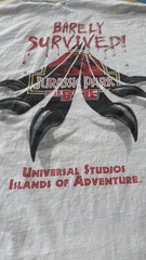 Vintage 90s Rare Jurassic Park Ride BARELY SURVIVED Universal Studios T-shirt XL