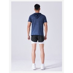 Men’s High Stretch Breathable Clothes Quick Dry Hooded Short Sleeve T-Shirt