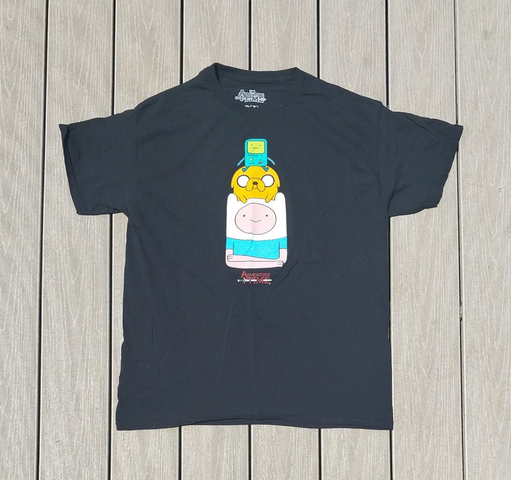 Adventure Time Cartoon Network BMO, Jake, and Finn Black Shirrt Sz L/G
