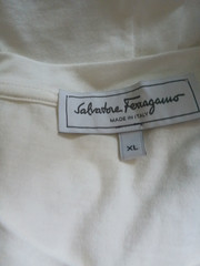 Salvatore Ferragamo- WHITE TSHIRT W/TAN SUEDE POCKET- XLARGE- NEVER WORN- ITALY
