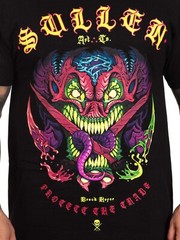 Sullen Men’s hofer Badge Short Sleeve Standard T-shirt Tattoo Style Monster Tee