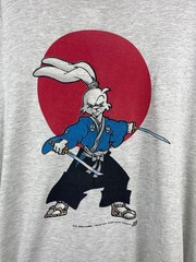 Vintage 90s Comic Images Usagi Yojimbo Stan Sakai Anime Grey Tee Size 2XL