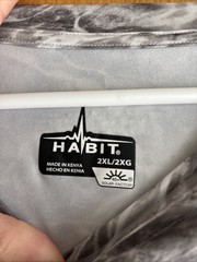 Habit Solar Factor Mens Sz M Long Sleeve UPF 40 Shirt Gray White Fishing