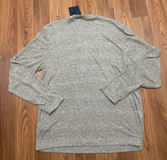 Kenneth Cole Techni-Co Long Sleeve Crew Neck Linen Tee Shirt Large Taupe Heather