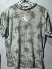 Kappa Shirt Mens L Green Tie Dye Logo Graphic Tee Back Hem Print Streetwear