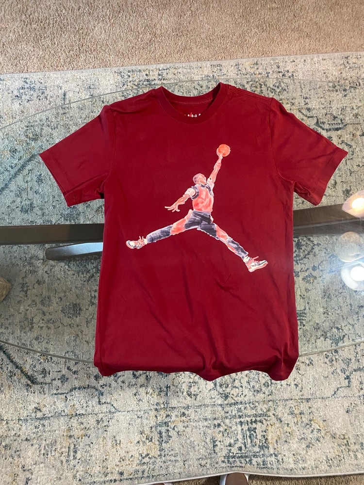Jordan Brand Maroon Graphic T-Shirt Large Jumpman Print Men’s Size Small