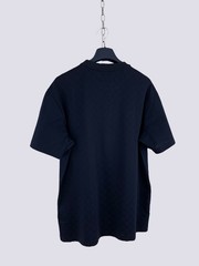 Louis Vuitton LV Embroidery Logo Damier Cotton Pique T-Shirt Navy Blue Size L