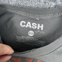 Johnny Cash Shirt Mens XS/S Gray Oversized Cowboy Boots Graphic Country Western