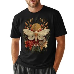 Boho Moth T-Shirt Celestial Moon Phase Insect Nature Botanical Cottagecore