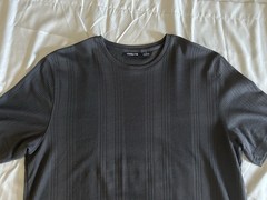 Claiborne Men’s Ribbed Short Sleeve Crew Neck Pull-Over Shirt ~ Gray ~ Large