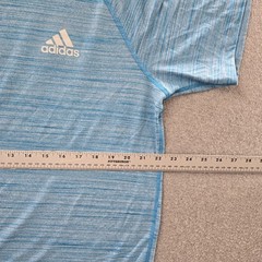 Adidas Men Shirt XL Blue Striped Logo Ultimate Tee Short Sleeve