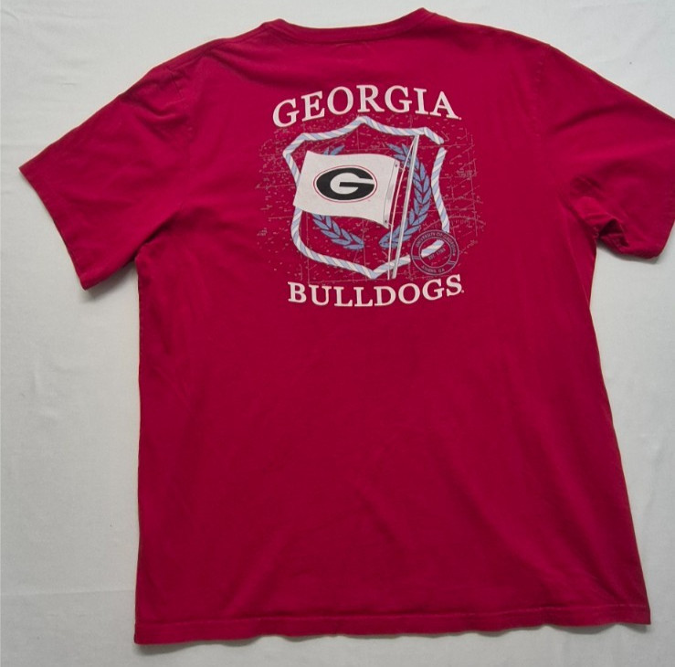 Southern Tide Georgia Bulldogs Men’s red graphic T-shirt XL pocket Cotton 2sided