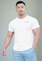 Men’s Muscle Fitted Causal T-Shirt Gym Workout Bodybuilding & Everyday, Ivory…