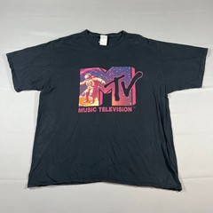 Port & Company Mtv Music Television T Shirt Men XL Black Cotton Logo Print Retro
