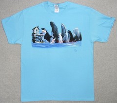 WHALE HUGGER-Orca Killer Blue Beluga Sperm Ocean Nature SLIGHT BLEMS T shirt S-L