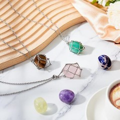 3 Pcs Adjustable Crystal Necklace Holder Cage Empty Stone Holder Necklace