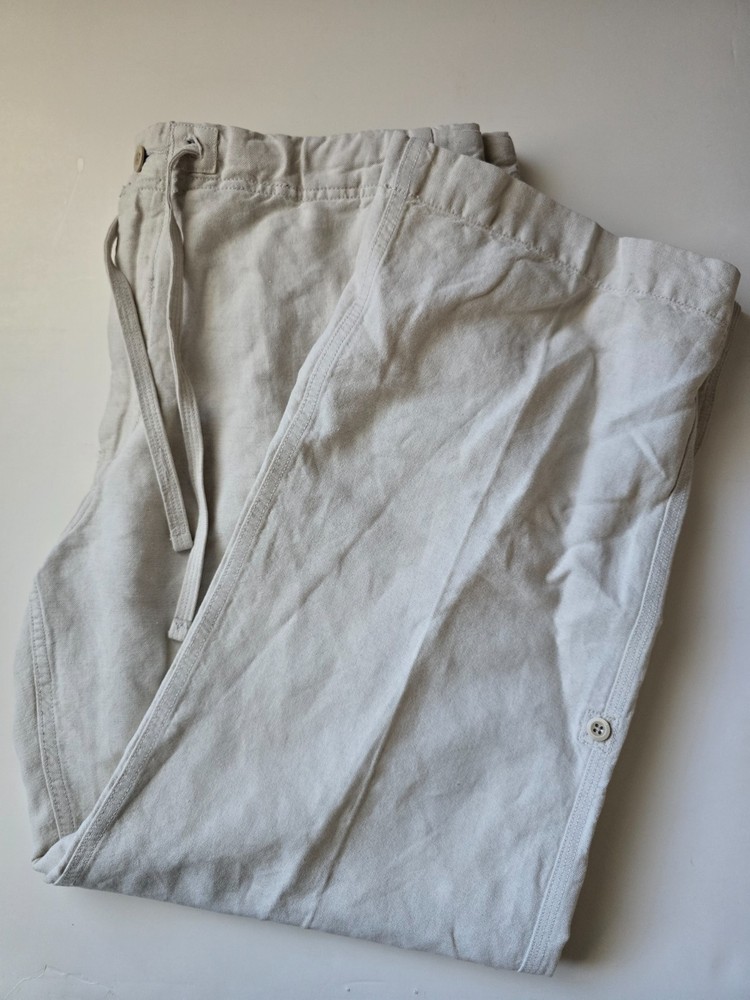 GAP LINEN COTTON OFF WHITE/ CREME PANTS MENS XL DRAWSTRING