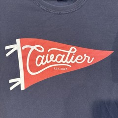 Cavalier Clothing Pennant Logo T-Shirt Est 2023 Navy Blue Red Small S Cotton