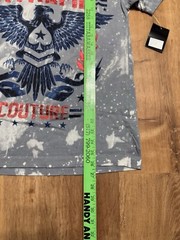 Xtreme Couture Retro Y2K American Eagle Foil Logo Double Sided Blue T-Shirt S