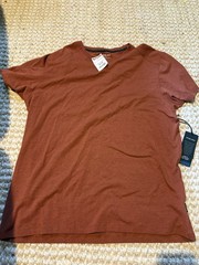 Kenneth Cole Brown Logo Knit T-Shirt, Organic Cotton Crew Neck, XL
