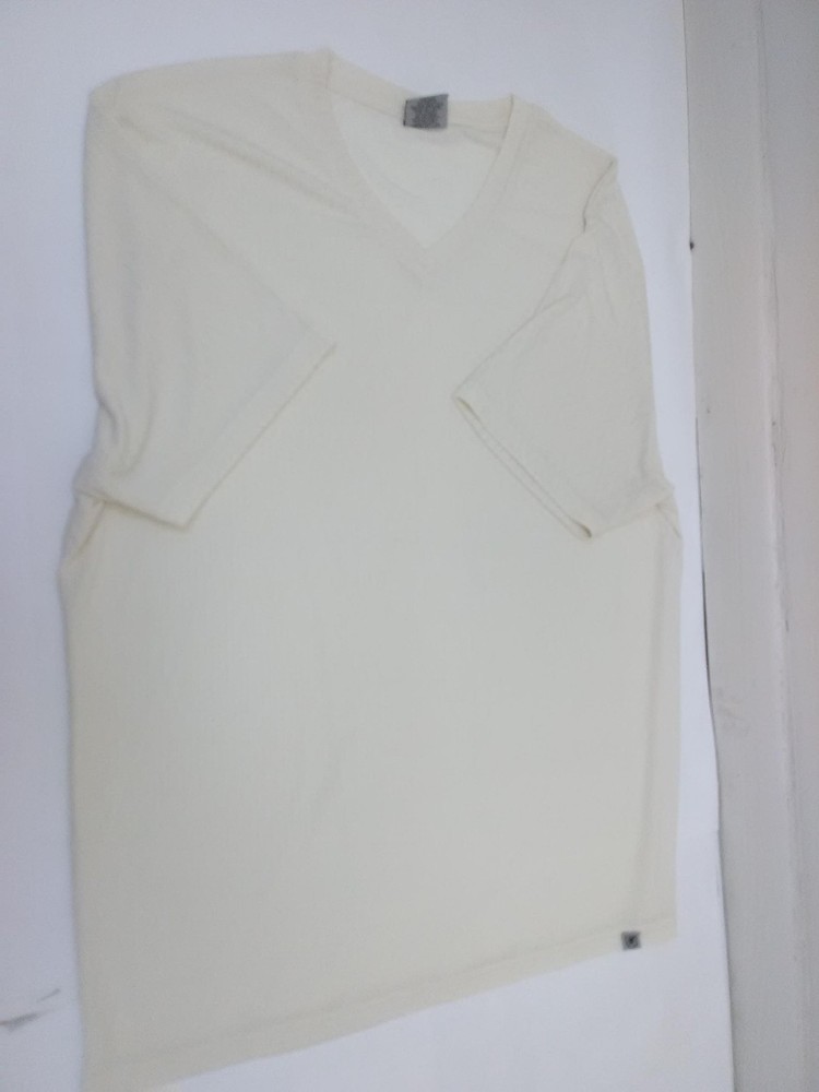 Stacy Adams Shirt Mens 2XL Ivory V-Neck Textured Knit Short Sleeve Casual Tee