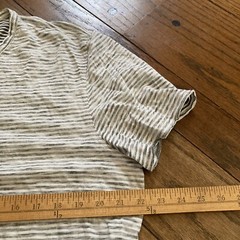 John Varvatos Sz XL Thin Henley T Shirt Striped White Gray
