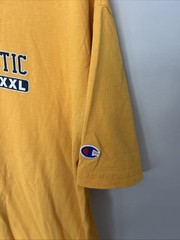 Champion Shirt Yellow Script Logo Authentic Athletic Large Sports Men Casual
