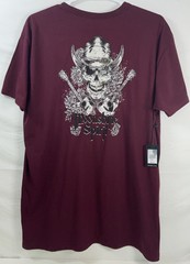 NWT Men Brad Paisley Moon Shine Spirit Skull Cross Guitars T-shirt Burgundy XXL