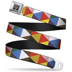Seatbelt Belt – Geometric Triangle Blocks Multi Color – 1.0″ Wide – 20-36 Inc…