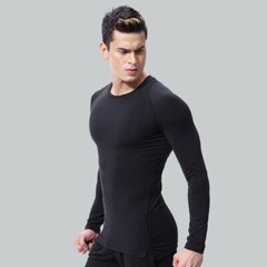 Men Compression Training Shirt Thermal Underwear Layer Workout Tops Long Sleeves