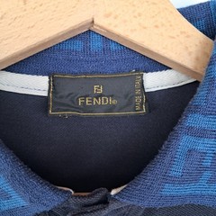 Fendi Mens Blue Cotton Polo Shirt Size L