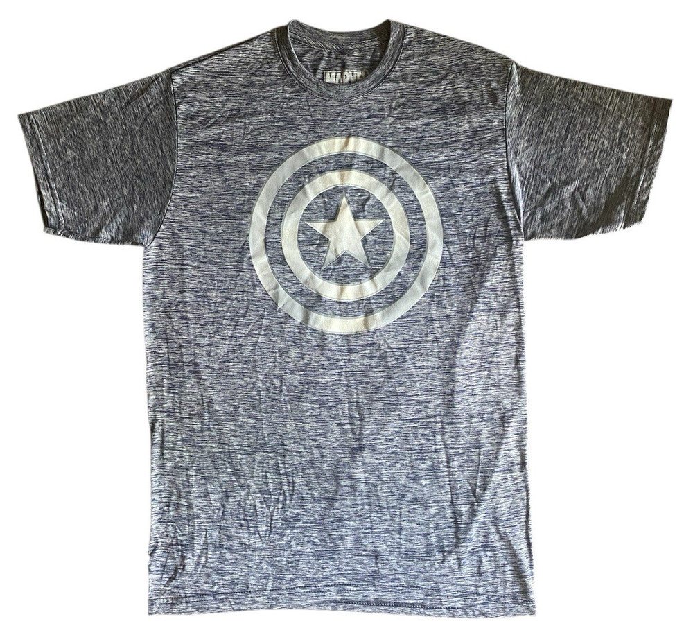 Marvel Captain America Graphic T-Shirt Men’s L Short-Sleeve Gray White Marled