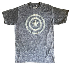 Marvel Captain America Graphic T-Shirt Men’s L Short-Sleeve Gray White Marled