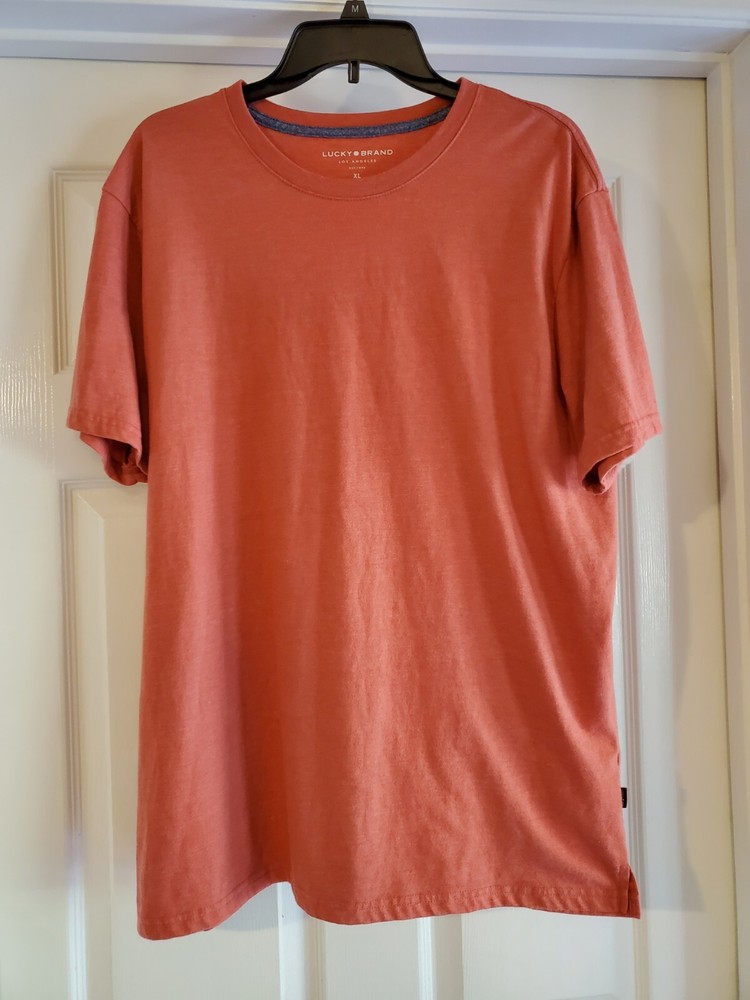 Lucky Brand Crewneck Ribbed Collar Side Slip Hem Short Sleeve Jersey Tee