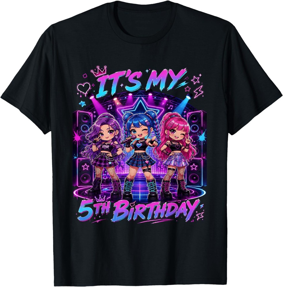 Kids It’s My 5th K Pop Birthday Girl 5 Year Old K-Pop Bday T-Shirt