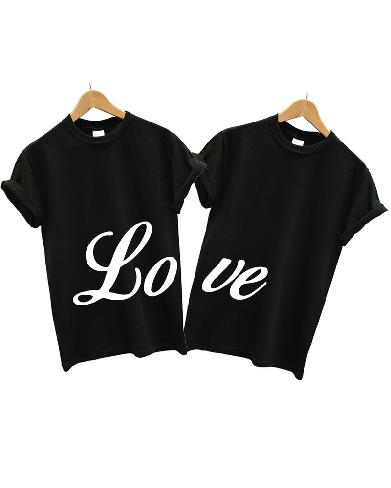 Love T Shirt Couples 2 PACK Matching Valentines Day Boyfriend Girlfriend Wife