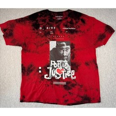 2Pac Poetic Justice Red Black Tie Dye Graphic Tee Large Tupac Streetwear Shirt