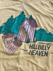 FUN Hillbilly Heaven T-Shirt Adult Sz. L Outhouse-Moonshine-Woods Bella Canvas