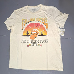 Lucky Brand T Shirt L Venice Burnout The Rolling Stones American Tour 1972 Ecru